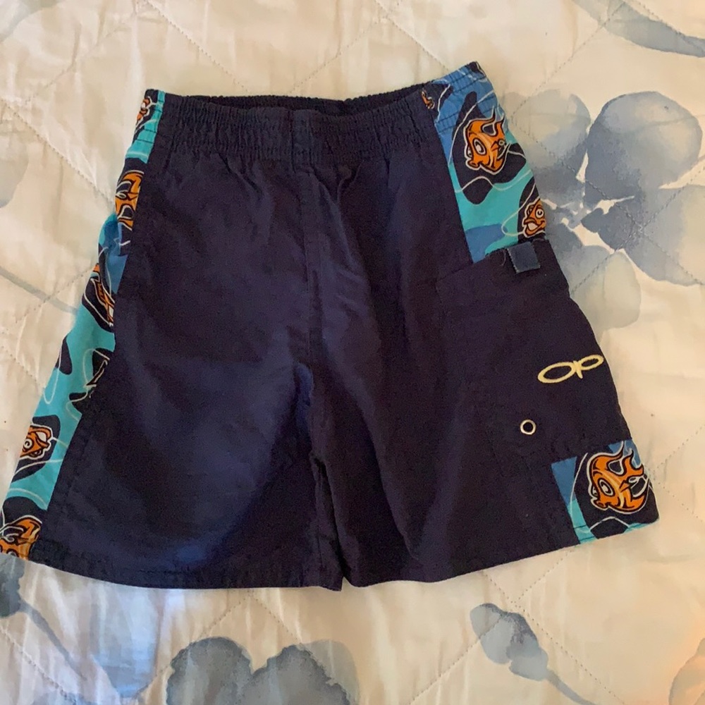 OP boys size 2T swim trunks fish design on sides